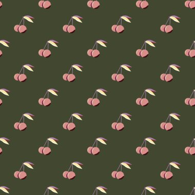 Şirin kiraz seamless modeli. Vektör çizim.