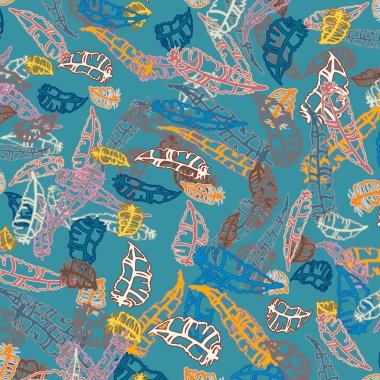 Memphis tarzı zemin ağaç yaprakları 