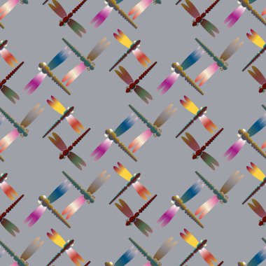 Dekoratif renkli seamless modeli ile şirin yusufçuk