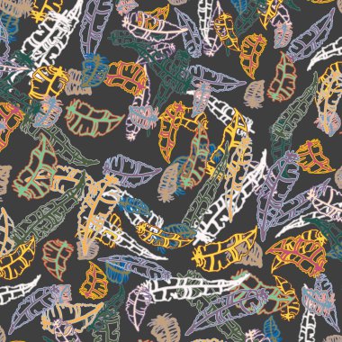 Memphis tarzı zemin ağaç yaprakları 