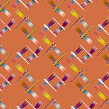 Dekoratif renkli seamless modeli ile şirin yusufçuk