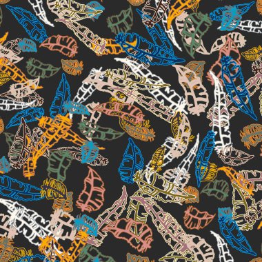 Memphis tarzı zemin ağaç yaprakları 