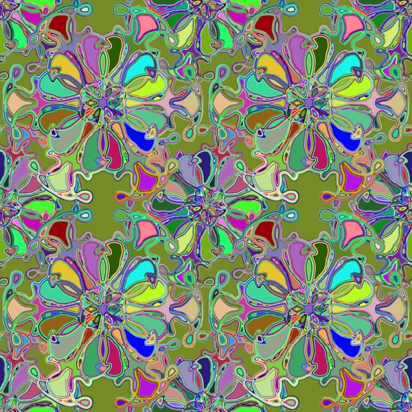 背景の抽象的な万華鏡カラフルなシームレス パターン — ストックベクタ