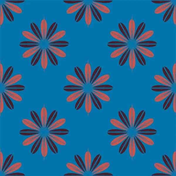 Abstracte Geometrische Naadloze Patroon Met Bloemen Voor Achtergrond — Stockvector