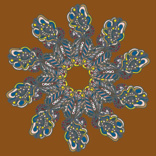Nova Mandala Simétrica Estilo Zentangle Arte Inspirada Com Doodle Objeto —  Vetores de Stock