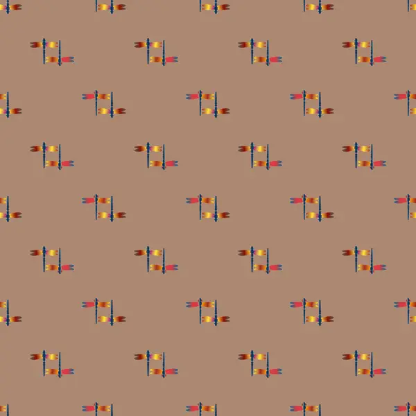 Motif Sans Couture Coloré Décoratif Avec Des Libellules Mignonnes — Image vectorielle