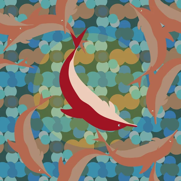 Dekoratif renkli seamless modeli sevimli yunuslar ile