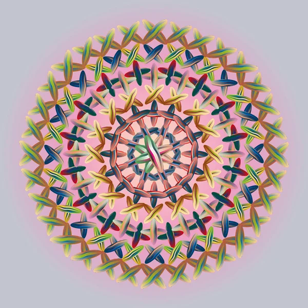 Simple Colorful Abstract Mandala Bright Circular Ornament Consisting Simple Shapes — Stock Vector