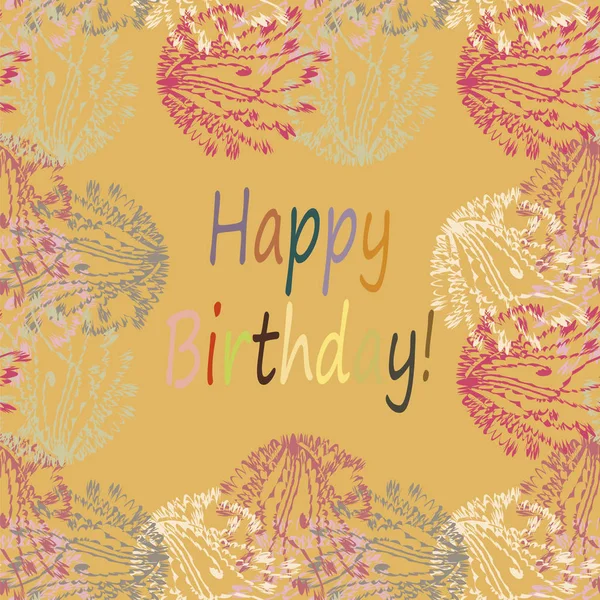 Multi Colored Hand Drawn Happy Birthday Letters Floral Pattern — Stock Vector