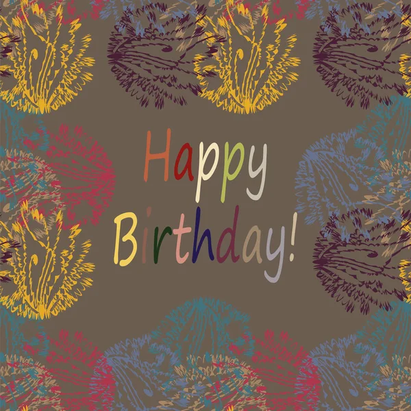 Multi Coloré Dessiné Main Joyeux Anniversaire Lettres Avec Motif Floral — Image vectorielle