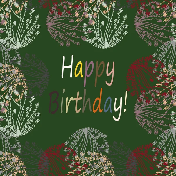 Multi Coloré Dessiné Main Joyeux Anniversaire Lettres Avec Motif Floral — Image vectorielle