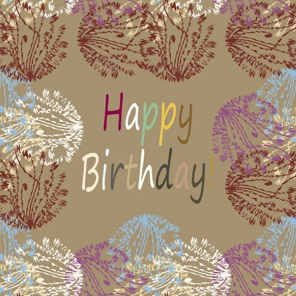 Multi Coloré Dessiné Main Joyeux Anniversaire Lettres Avec Motif Floral — Image vectorielle