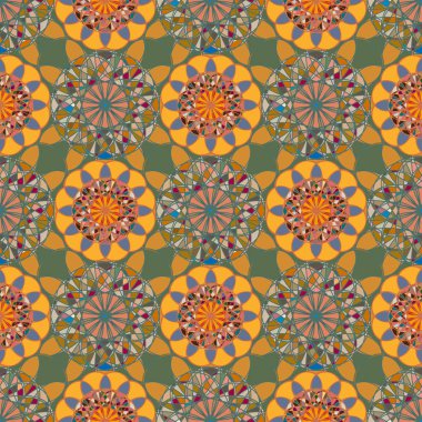 Renkli farklı renk seçenekleri sunan mozaik mandala arka plan