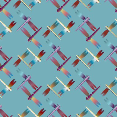 Dekoratif renkli seamless modeli ile şirin yusufçuk