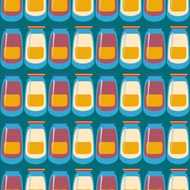 Kavanoz ile rustik ev konserve yeni dikişsiz desen arka planı için.