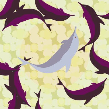 Dekoratif renkli seamless modeli sevimli yunuslar ile