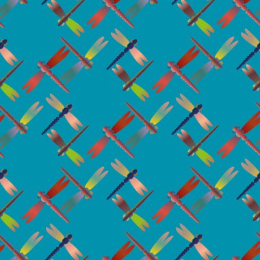 Dekoratif renkli seamless modeli ile şirin yusufçuk