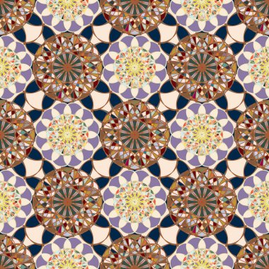 Renkli farklı renk seçenekleri sunan mozaik mandala arka plan