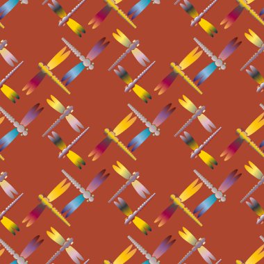 Dekoratif renkli seamless modeli ile şirin yusufçuk