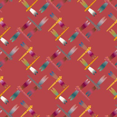 Dekoratif renkli seamless modeli ile şirin yusufçuk