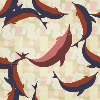 Dekoratif renkli seamless modeli sevimli yunuslar ile