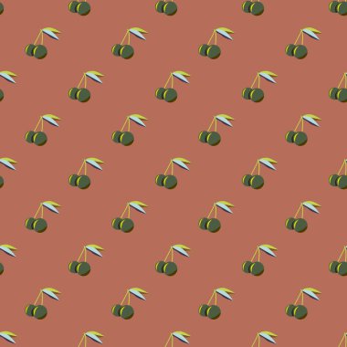 Şirin kiraz seamless modeli. Vektör çizim.