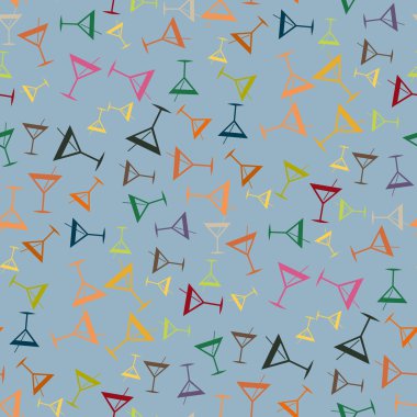 Tropik kokteyller desen, renkli kesintisiz vektör çizim