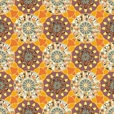 Renkli farklı renk seçenekleri sunan mozaik mandala arka plan