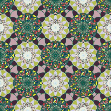 Renkli farklı renk seçenekleri sunan mozaik mandala arka plan