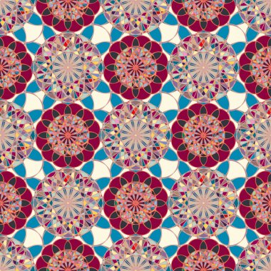 Renkli farklı renk seçenekleri sunan mozaik mandala arka plan