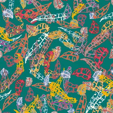 Memphis tarzı zemin ağaç yaprakları 