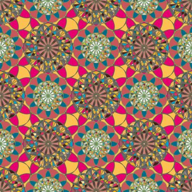 Renkli farklı renk seçenekleri sunan mozaik mandala arka plan