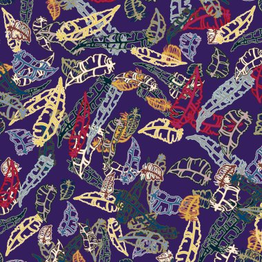 Memphis tarzı zemin ağaç yaprakları 