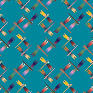 Dekoratif renkli seamless modeli ile şirin yusufçuk