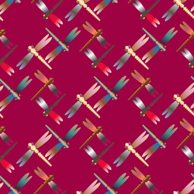 Dekoratif renkli seamless modeli ile şirin yusufçuk