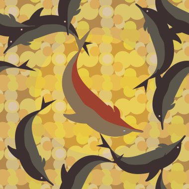 Dekoratif renkli seamless modeli sevimli yunuslar ile