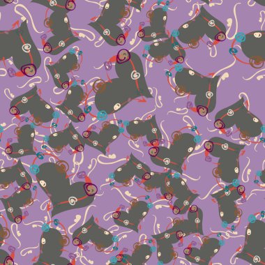 Soyut kalp doodle arka plan için seamless modeli. 