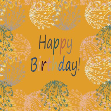 Çiçek desenli harflerle kutlu olsun çok renkli el çekilmiş