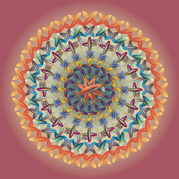 Einfache Bunte Abstrakte Mandala Helles Kreisförmiges Ornament Bestehend Aus Einfachen — Stockvektor
