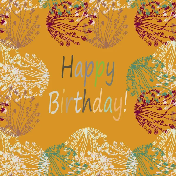 Multi Gekleurde Hand Getekend Happy Birthday Letters Met Bloemmotief — Stockvector