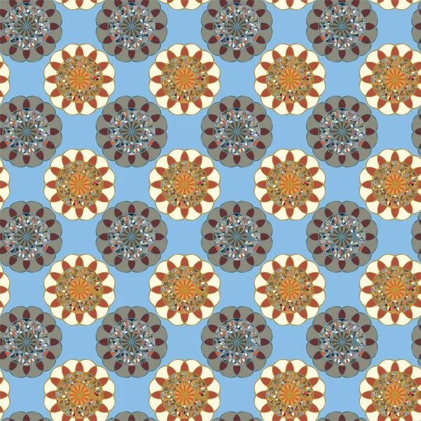 抽象五颜六色的万花筒曼陀罗无缝图案 — 图库矢量图片