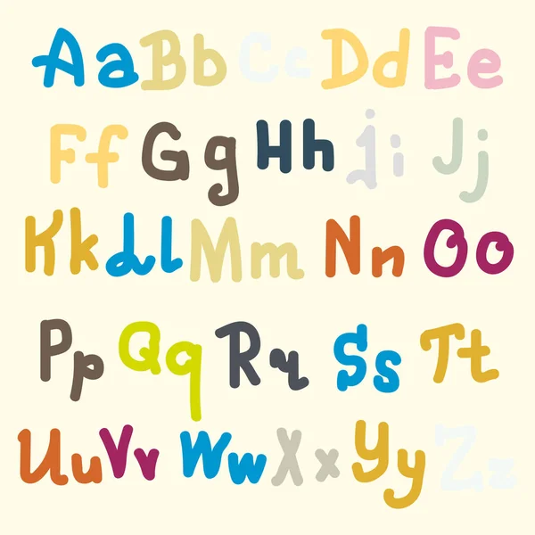 Letras Alfabeto Dibujadas Mano Multicolores Sobre Fondo Liso — Vector de stock