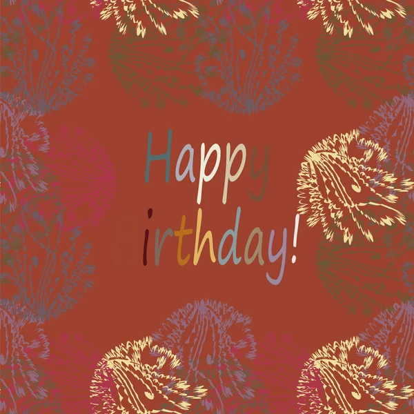 Multi Coloré Dessiné Main Joyeux Anniversaire Lettres Avec Motif Floral — Image vectorielle