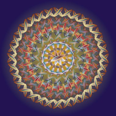 Basit renkli soyut mandala. Basit şekiller oluşan parlak dairesel süsleme. 
