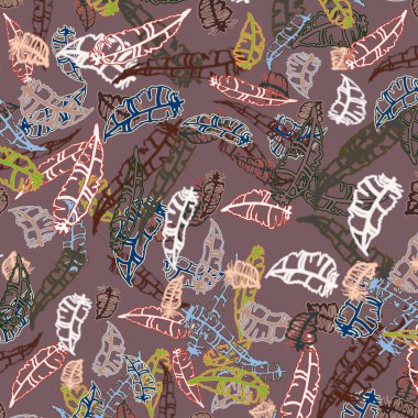 Memphis tarzı zemin ağaç yaprakları 