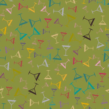 Tropik kokteyller desen, renkli kesintisiz vektör çizim
