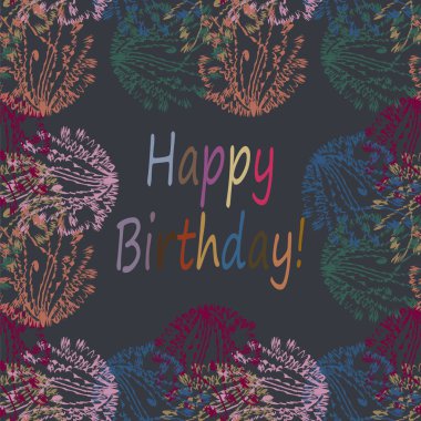 Çiçek desenli harflerle kutlu olsun çok renkli el çekilmiş