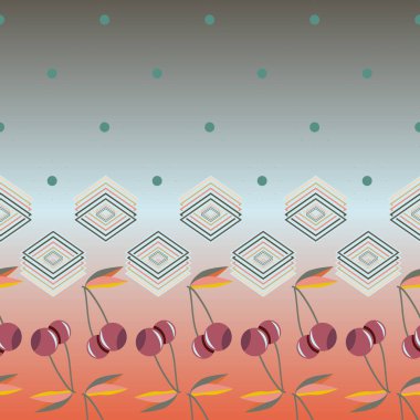 Şirin kiraz seamless modeli. Vektör çizim.