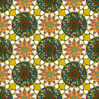 Renkli farklı renk seçenekleri sunan mozaik mandala arka plan