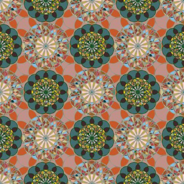 Renkli farklı renk seçenekleri sunan mozaik mandala arka plan